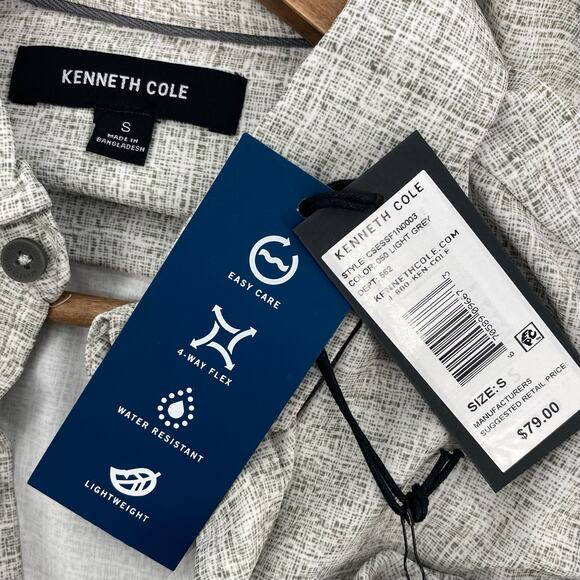 KENNETH COLE NWT Men's Long Sleeve Button Down Shirt Lightweight Gray Small - Picture 5 of 6